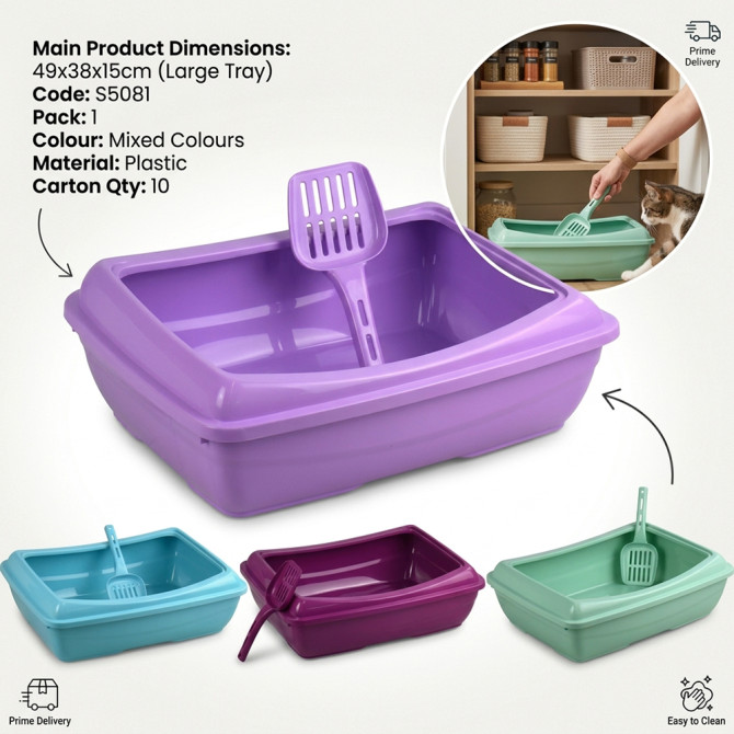 Pet Cat Litter Tray 49x38x15cm PETS image