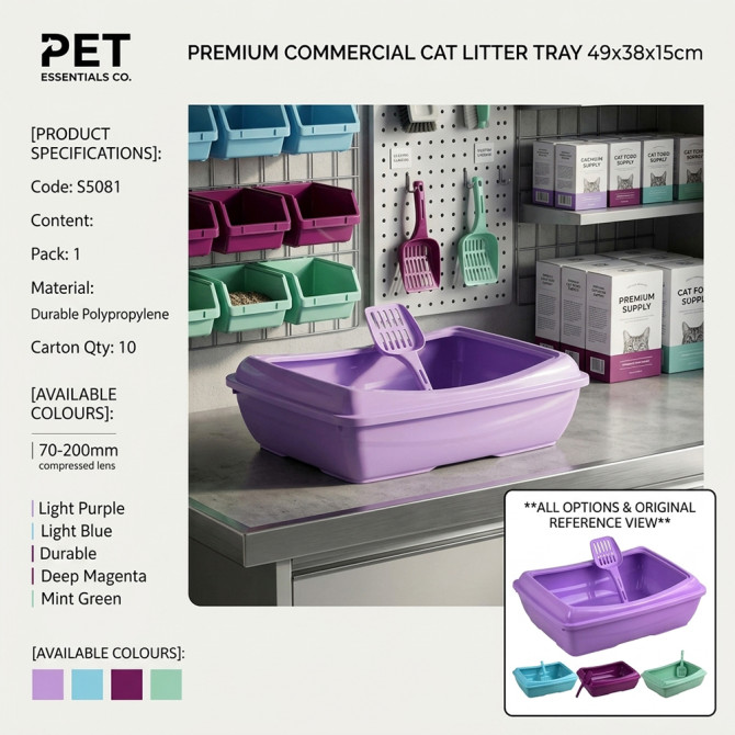 Pet Cat Litter Tray 49x38x15cm PETS image