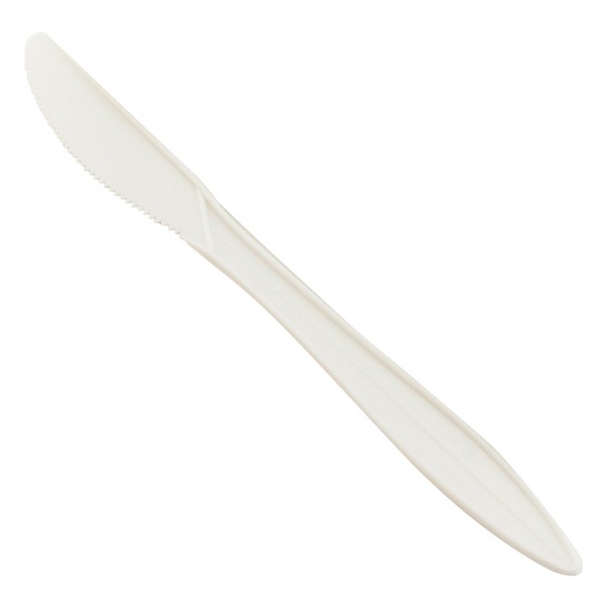 Reusable Plastic Knife White 100 Pack PLASTIC DISPOSABLE image