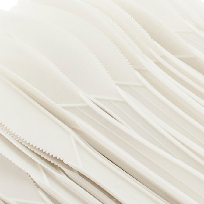 Reusable Plastic Knife White 100 Pack PLASTIC DISPOSABLE image