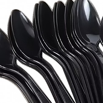 Reusable Plastic Spoons Black 100pk