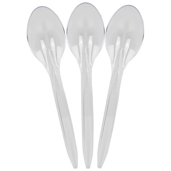 Reusable Plastic Spoons Clear 60pack