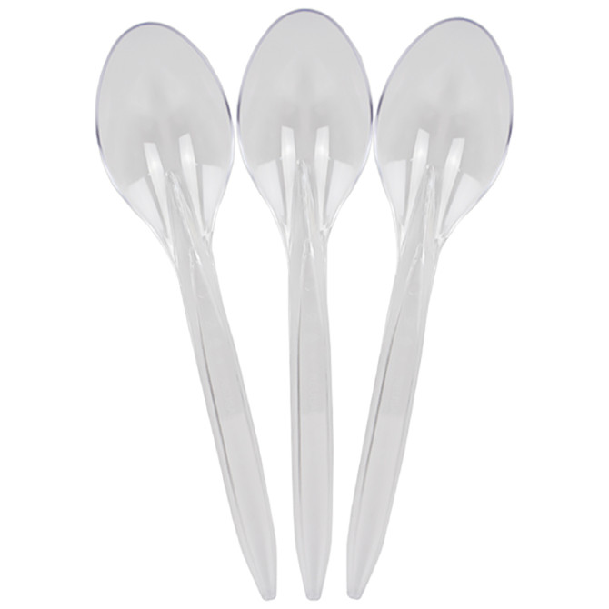 Reusable Plastic Spoons Clear 60pack image