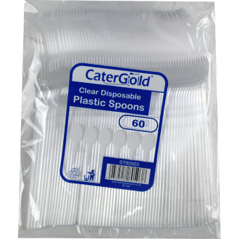 Reusable Plastic Spoons Clear 60pack