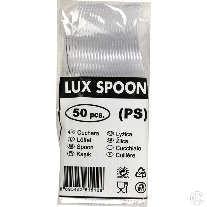 Reusable Heavy Duty Clear Spoon 50 pack PLASTIC DISPOSABLES image