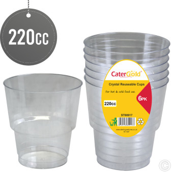 Reusable Plastic Cups 220CC 6pack Clear