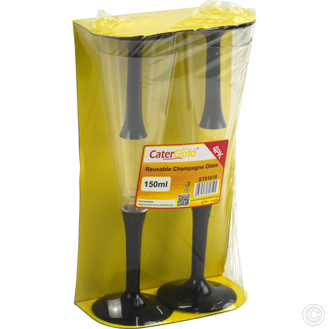 Reusable Champagne Glass 150ml 4pk REUSABLE PLASTIC DISPOSABLE image