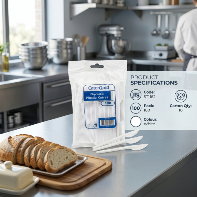 Disposable Plastic Knives 100pack DISPOSABLES, PLASTIC DISPOSABLE image