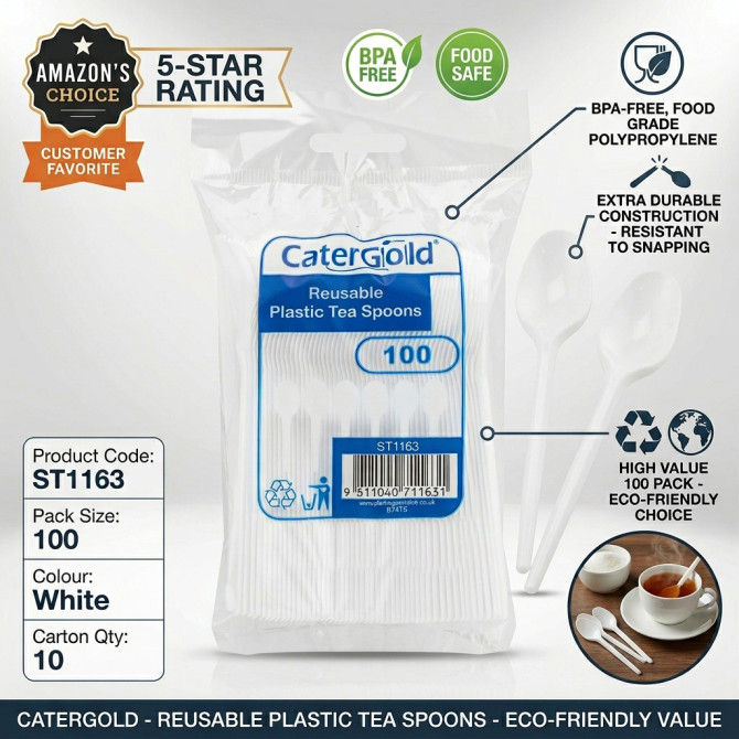 Disposable Plastic Tea Spoons 100pack DISPOSABLES, PLASTIC DISPOSABLE image