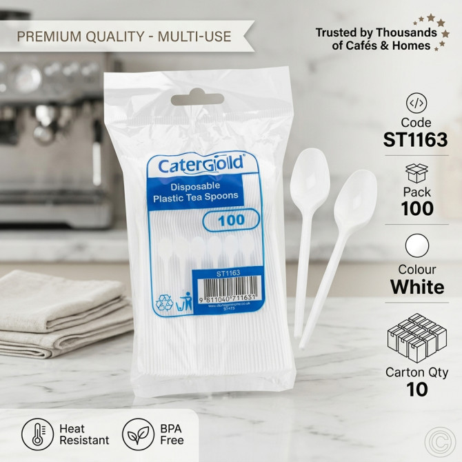 Disposable Plastic Tea Spoons 100pack DISPOSABLES, PLASTIC DISPOSABLE image