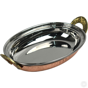 Copper Steel Oval Dish With Brass Handles No1 7