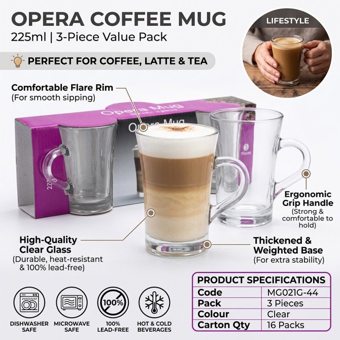 Opera Coffee Mug 225ML 3 pack image