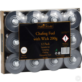 HorecaGold Chafing Fuel With Wick 200g 12pack (6 hours)