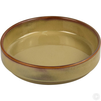 HorecaGold Porcelain Round Stacking Tray 450ML 15Oz Reactive Glaze Brown 