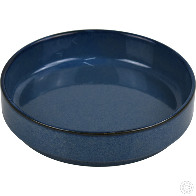 HorecaGold Porcelain Round Stacking Tray 450ML 18Oz Reactive Glaze Blue image