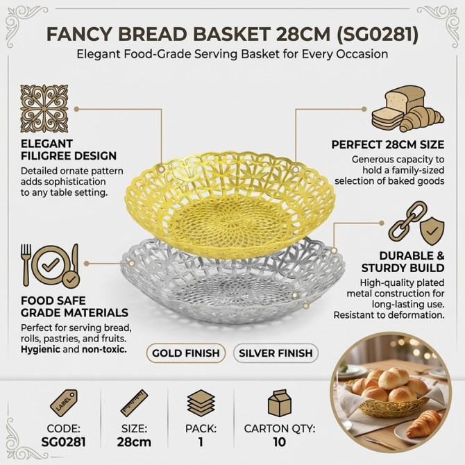 Fancy Bread Basket 28cm SERVEWARE image