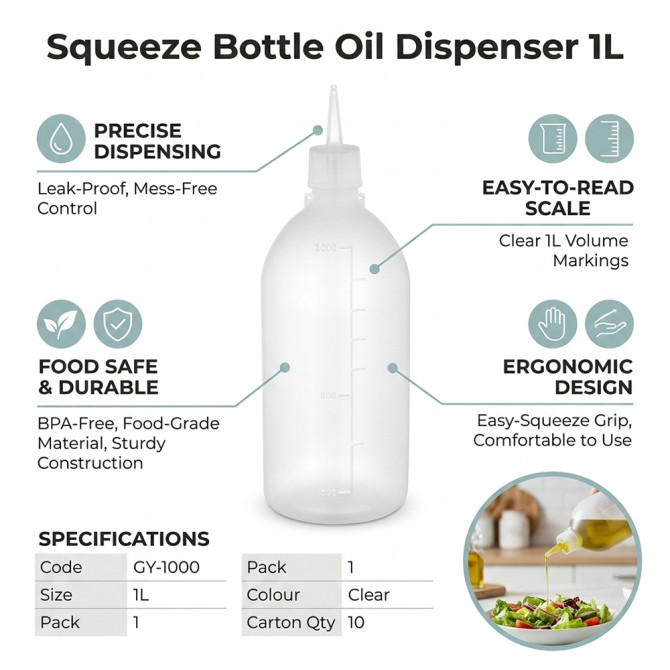 Squeeze Bottle Oil Dispenser 1L
