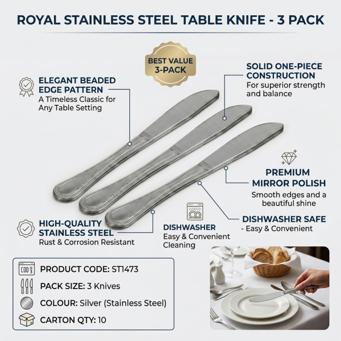 SS Table Knife (Royal) 3 Pk SS COOKWARE image