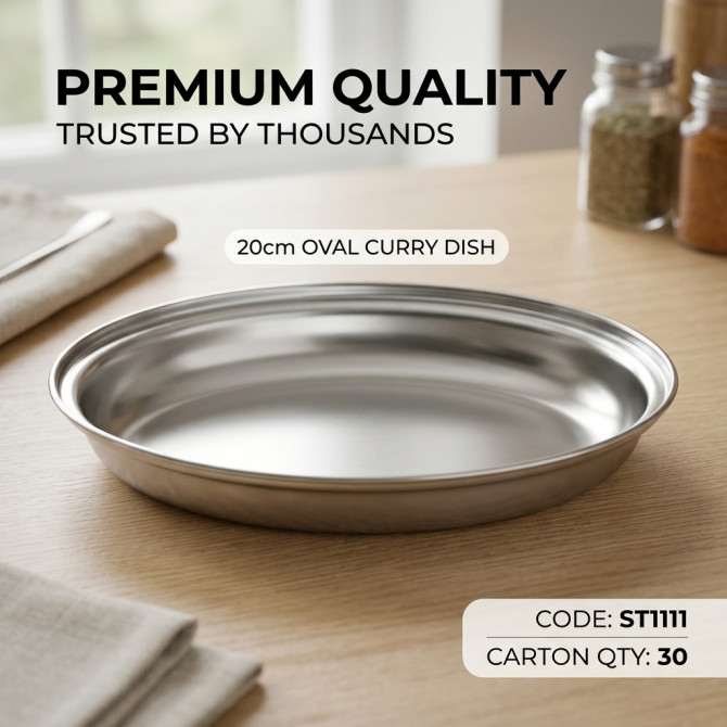 Stainless Steel Oval Curry Dish 20cm SERVEWARE, SERVEWARE image