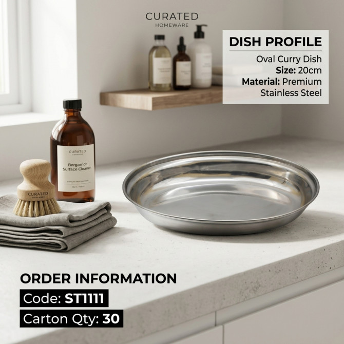 Stainless Steel Oval Curry Dish 20cm SERVEWARE, SERVEWARE image
