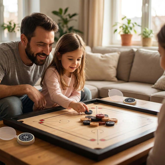 Carrom Board Coins And Striker SPORTS image