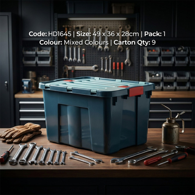 Hard Plastic Storage Tool Box 34L 490x 360x 280mm image
