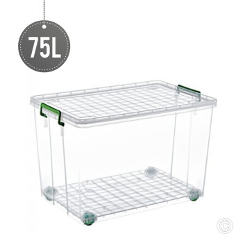 Mega Clip Storage Box 75L With Wheels 63 x 45 x 32cm