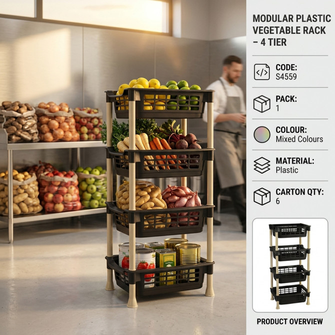 Modular Plastic Vegetable Rack 4 Tier STORAGE & ORGANISATION image