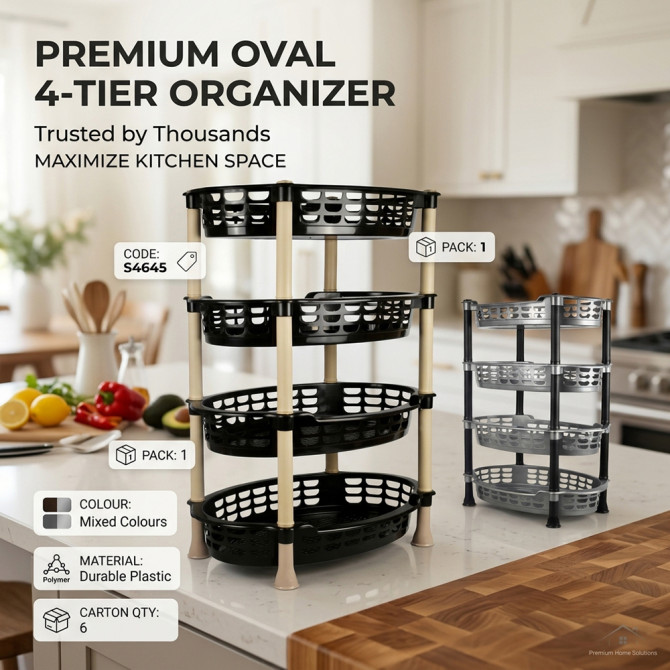 Oval 4 Tier Fruit and Vegetable Kitchen Rack STORAGE & ORGANISATION image
