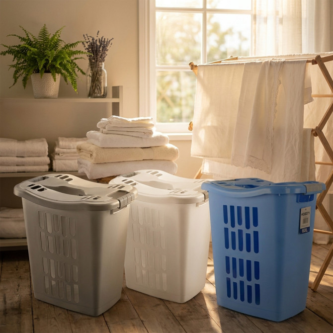 Plastic Square Laundry Basket 60L STORAGE & ORGANISATION image