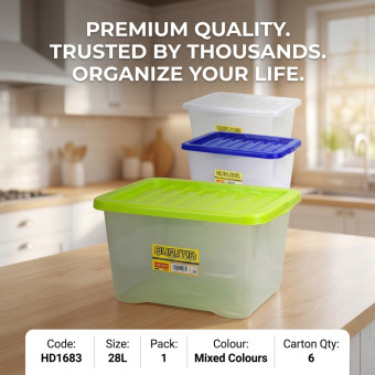 Plastic Stackable Storage Box With Lid 28L