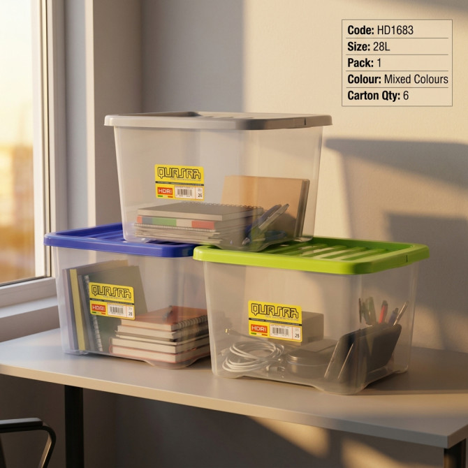Plastic Stackable Storage Box With Lid 28L STORAGE & ORGANISATION image