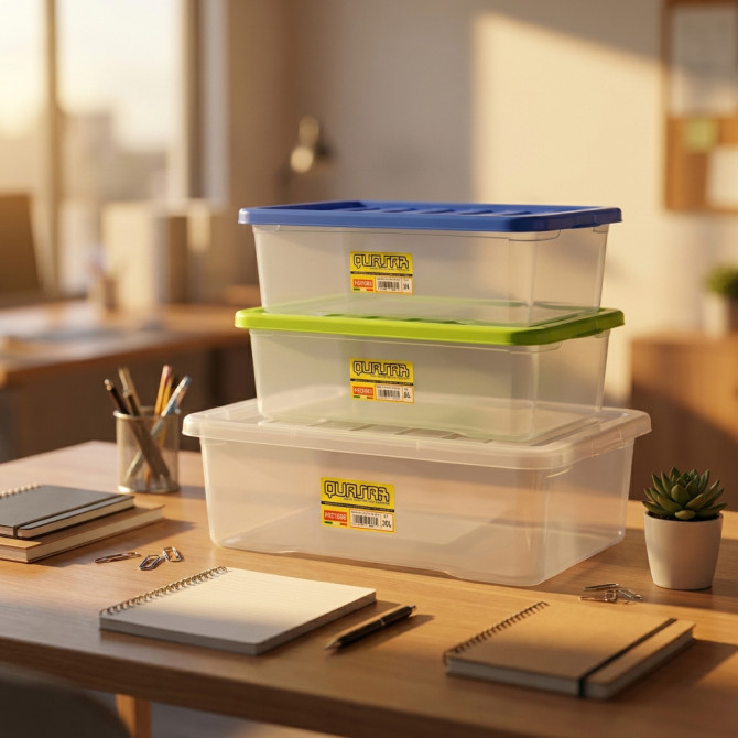 Plastic Stackable Storage Box With Lid 30L image