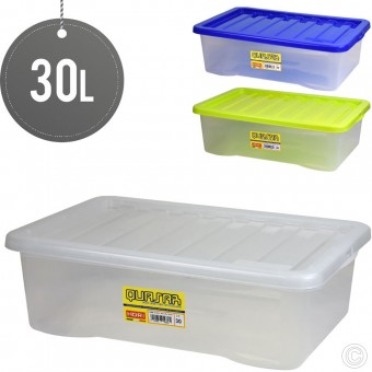 Plastic Stackable Storage Box With Lid 30L