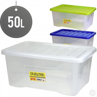 Plastic Stackable Storage Box With Lid 50L