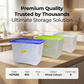 Plastic Stackable Storage Box With Lid 80L