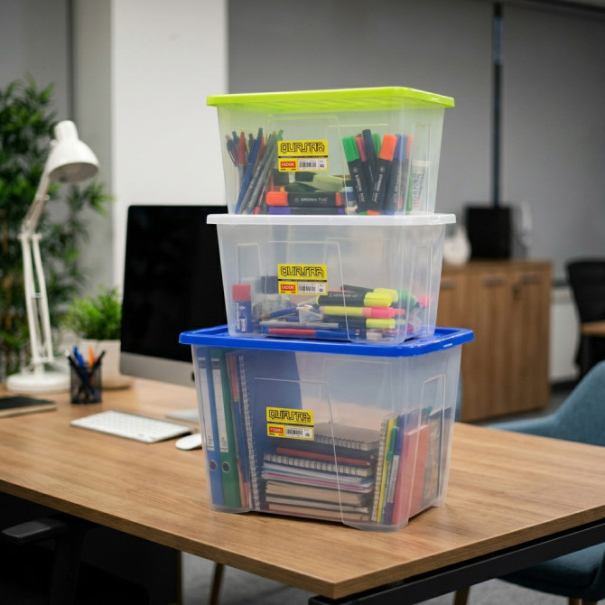 Plastic Stackable Storage Box With Lid 80L image