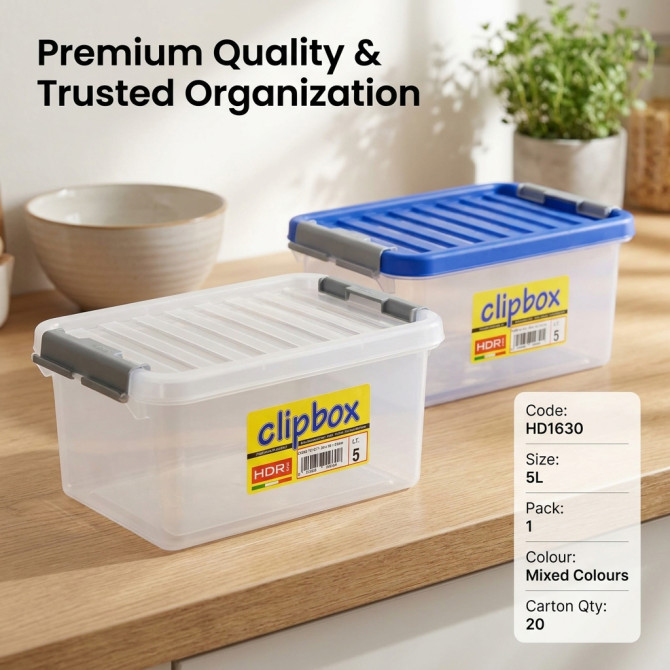 Plastic Storage Box With Clip Lid 5L STORAGE & ORGANISATION image