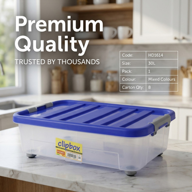 Plastic Storage Box With Wheels and Lid 30L STORAGE & ORGANISATION image