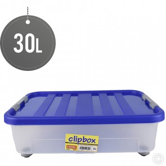 Plastic Storage Box With Wheels and Lid 30L
