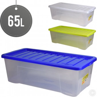 Plastic Underbed Storage Box With Lid 65L