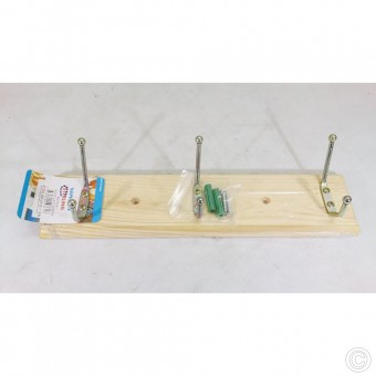 Wooden Wall Mounted Coat  Rail 3 Hooks