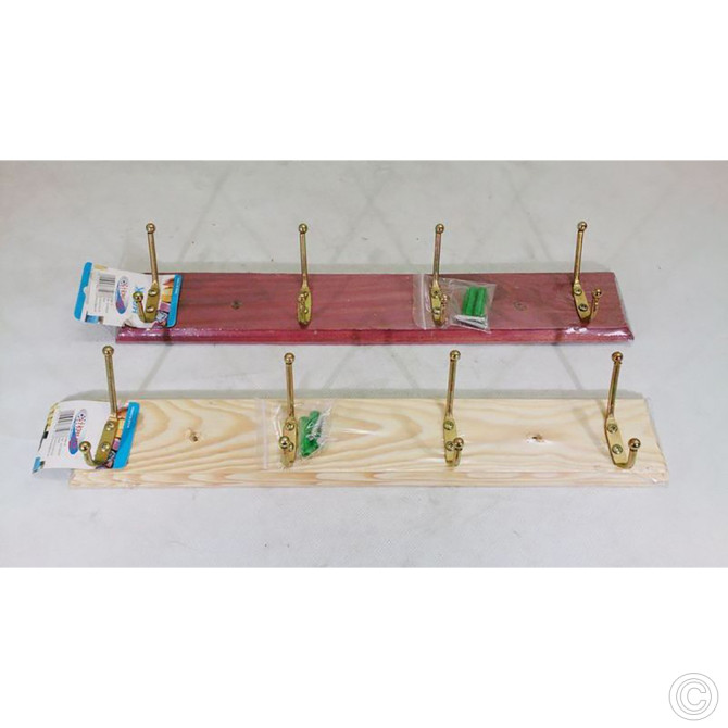 Wooden Wall Mounted Coat Rail 4 Hook STORAGE & ORGANISATION image
