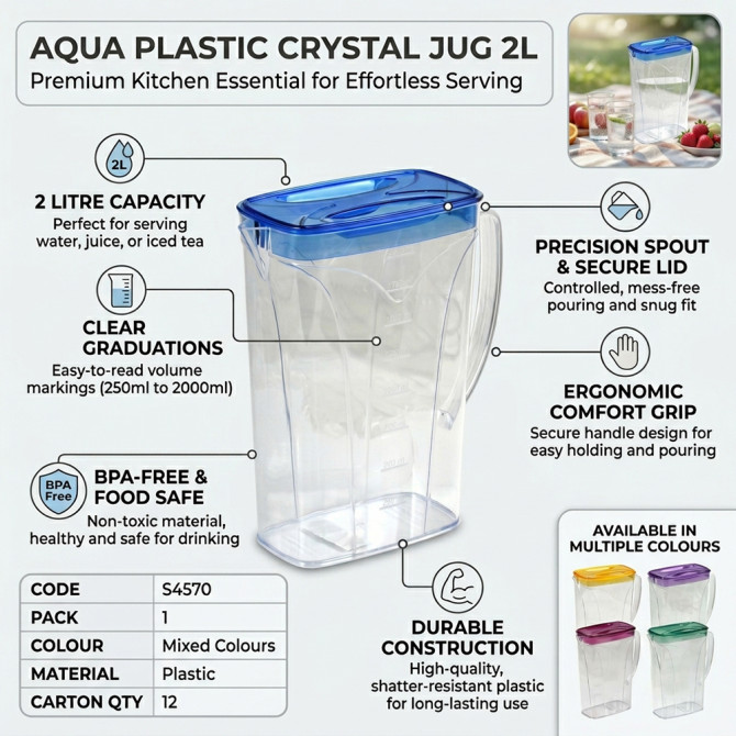 Aqua Plastic Crystal Jug 2L TOOLS & GADGETS image