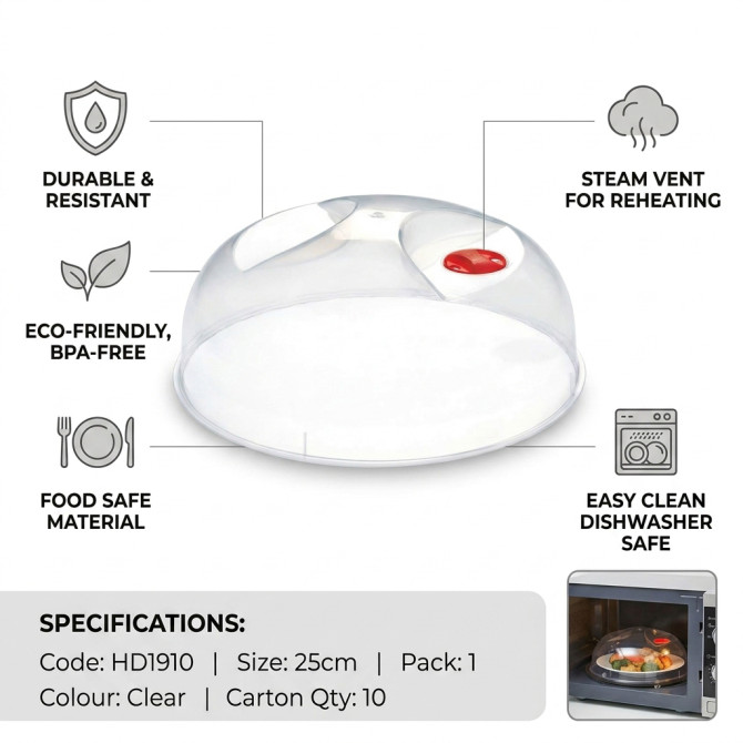 Clear Microwave Plate Cover Plastic 25cm image