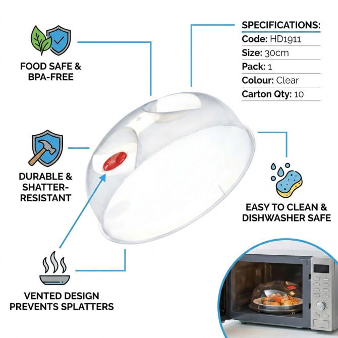 Clear Microwave Plate Cover Plastic 30cm image