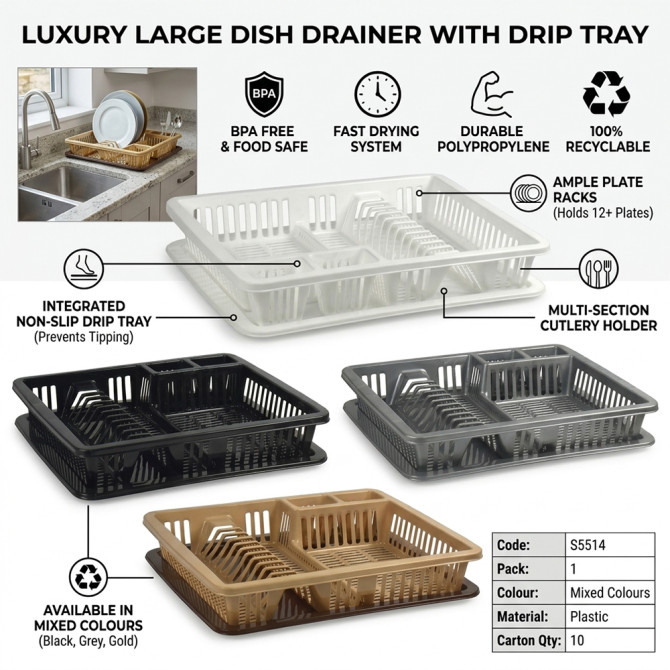 Luxury Dish Drainer with Tray Large image