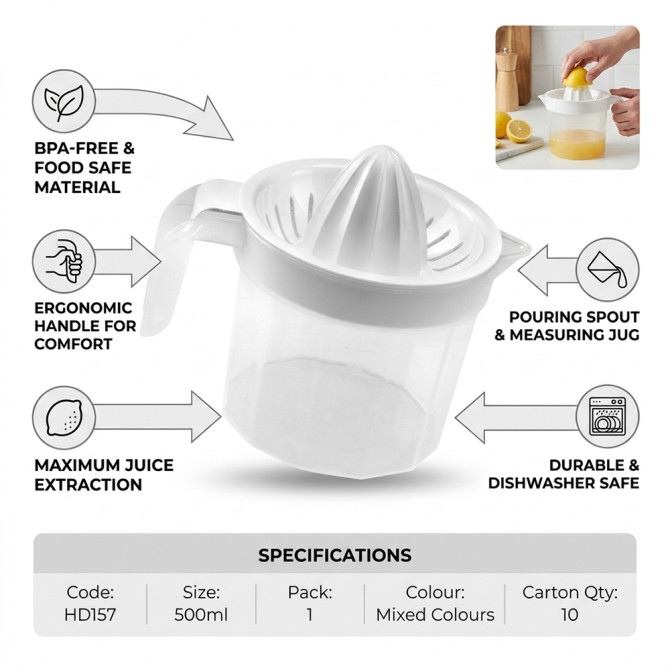 Plastic Manual Squeezer With Measuring Jug 500ml TOOLS & GADGETS image