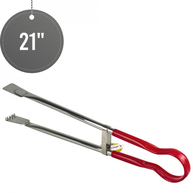 Colour Handle Stainless Steel Steak Tong 21 Red image