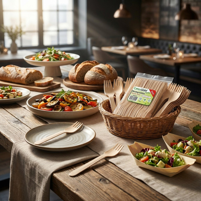 Biodegradable Wooden Forks 50 pack WOODEN DISPOSABLE image